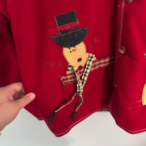 Vintage Take Two Button Down Cardigan Sweater Christmas Snowmen Winter Sz Large - Picture 3 of 11